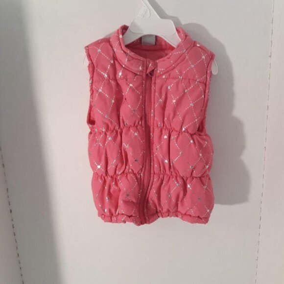 Healthtex Toddler Girls Size 3T Pink Vest with Sliver Hearts - Picture 1 of 4